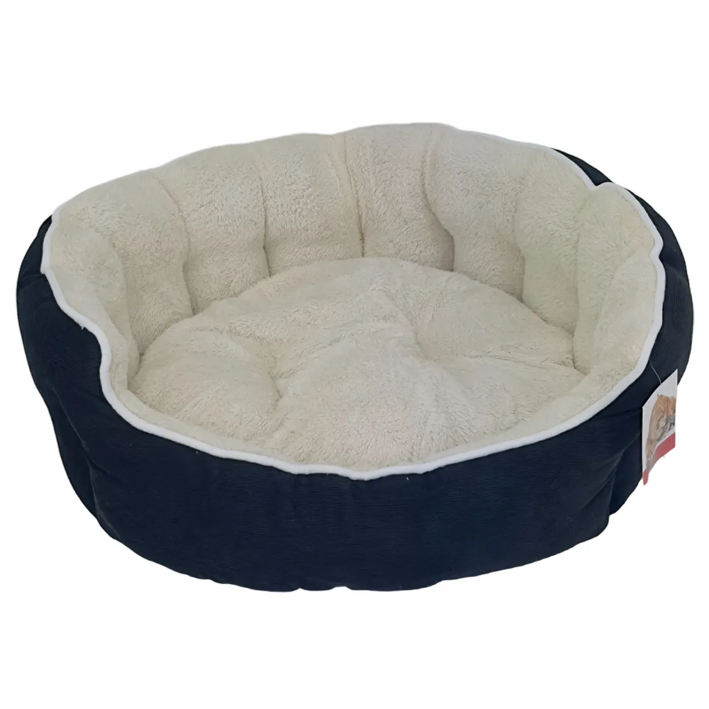 Лежак с бортом 59 × 53 × 20 см, вельвет, съемная подушка, черно-белый — PetChoice 9253-2007C