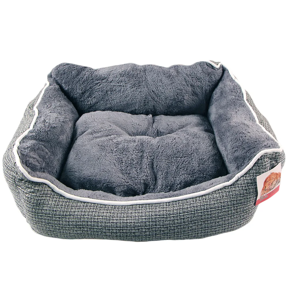Лежак с бортом 60 × 50 × 21 см, меховой, съемная подушка, темно-серый — PetChoice 9269-2006C