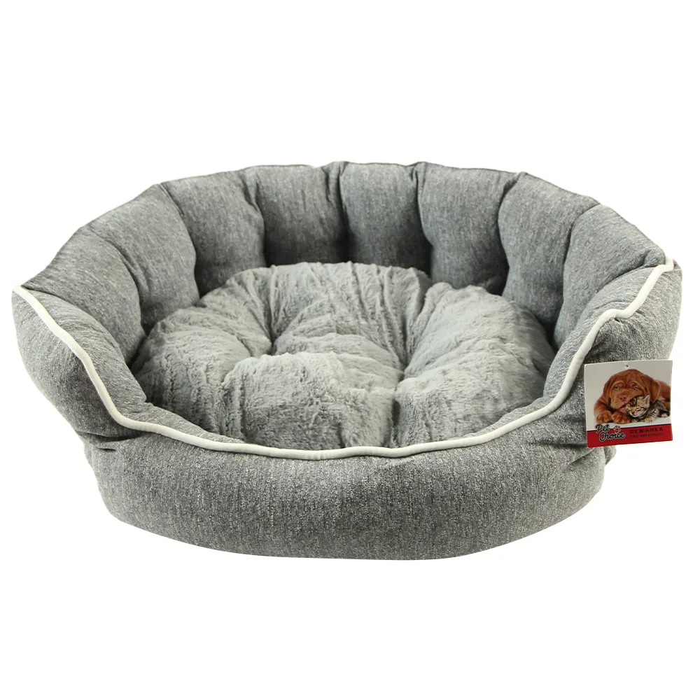 Лежак с бортом 68 × 59 × 22 см, меховой, съемная подушка, темно-серый — PetChoice 9342-2001B