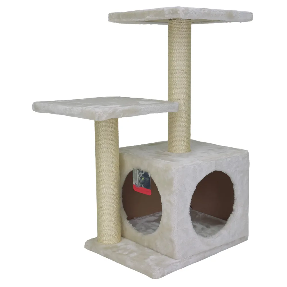 Когтеточка-комплекс с домиком 40 × 30 × 67 см, кремовый — PetChoice SBE1113-C