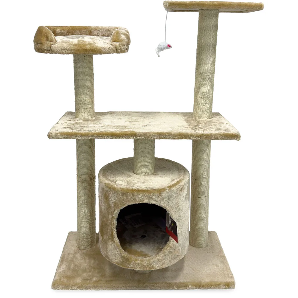Когтеточка-комплекс с домиком 60 × 30 × 96 см, бежевый — PetChoice SBE1303